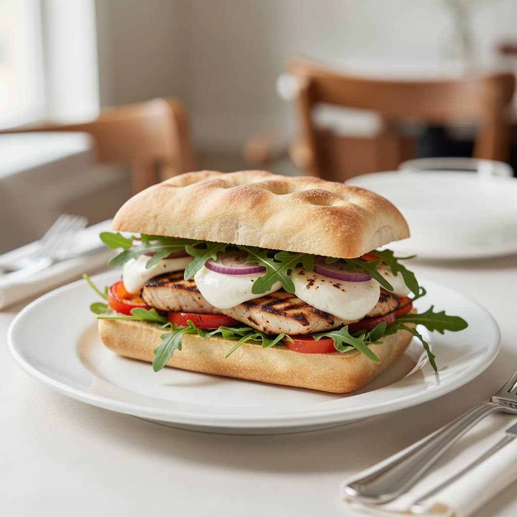 Grilled Chicken with Fresh Mozzarella Focaccia Sandwich